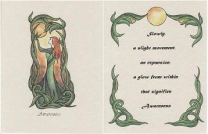 Art AA5 - Transformation Series - Awareness - Pen, Ink and Pastel, 8 in. x 11 in., prints available. $ 30.00 for set of 2 pages.