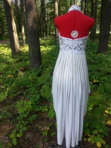 E1-Beaded Grecian Scroll Gown Back View-Custom Fitted, call for quote