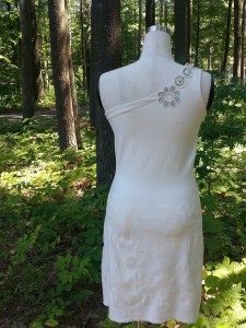 D5-Cream Daisy Mae One Shoulder Dress Back View-Custom Design