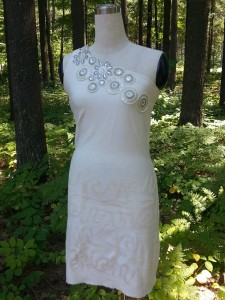 Style D5 - Cream Daisy Mae One Shoulder Dress, front view - custom design, style available in other fabrics, call for details and pricing