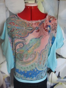 Style T16 - Moroccan Print Kimono Top, front view, $125.00